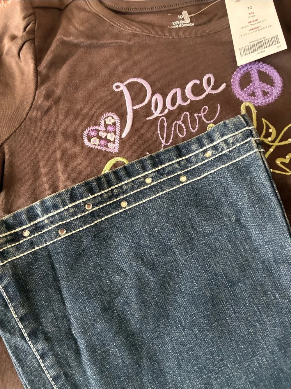Gymboree Cowgirls at Heart ‘Peace Love Cowgirls' Graphic Tee with Jeans Sz 10
